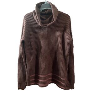 Prana Women’s Brown Funen Loop Sweater Tunic M Turtleneck Oversized Wool Blend